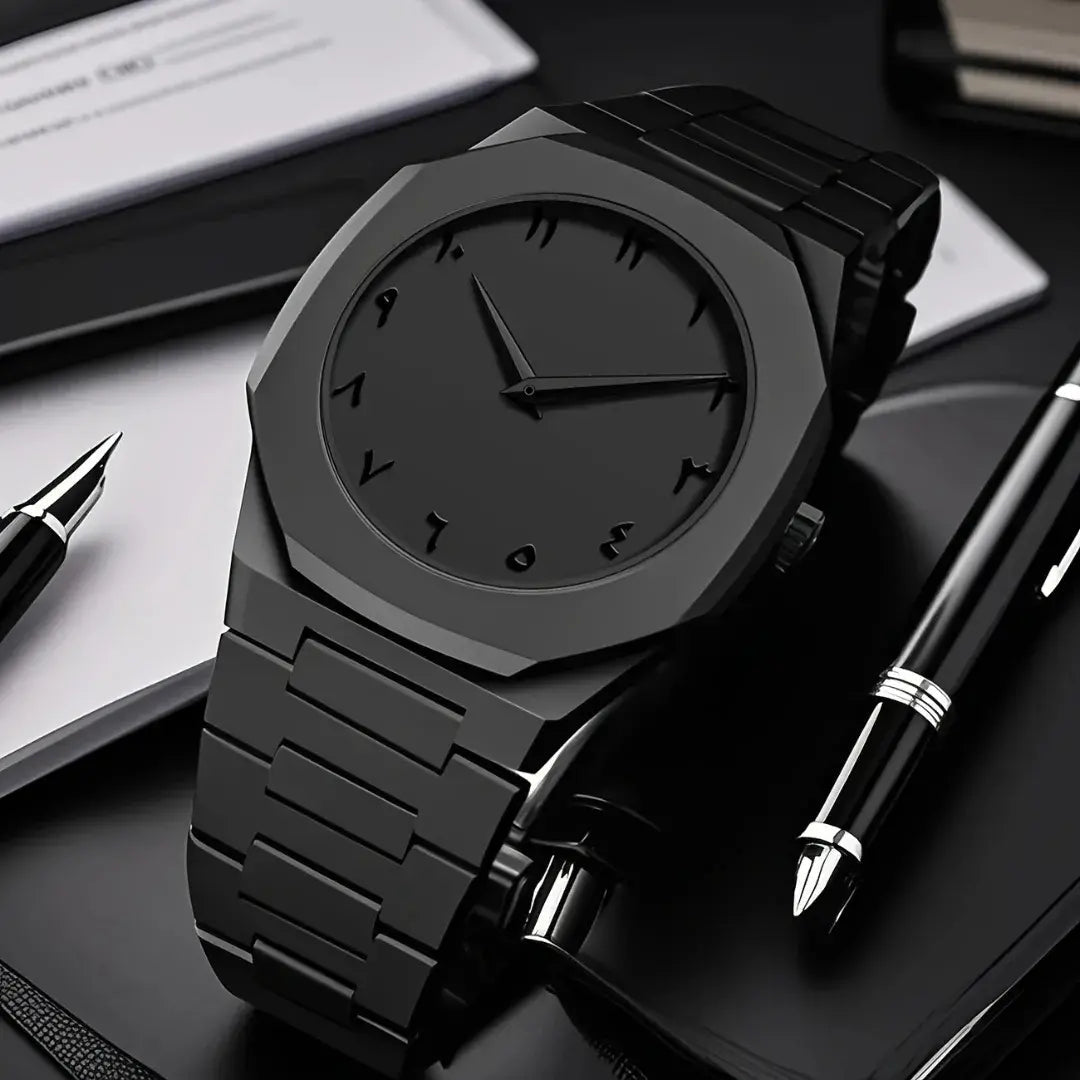 Black Arabic Aura Watch – Minimalist Luxury for Everyday Wear