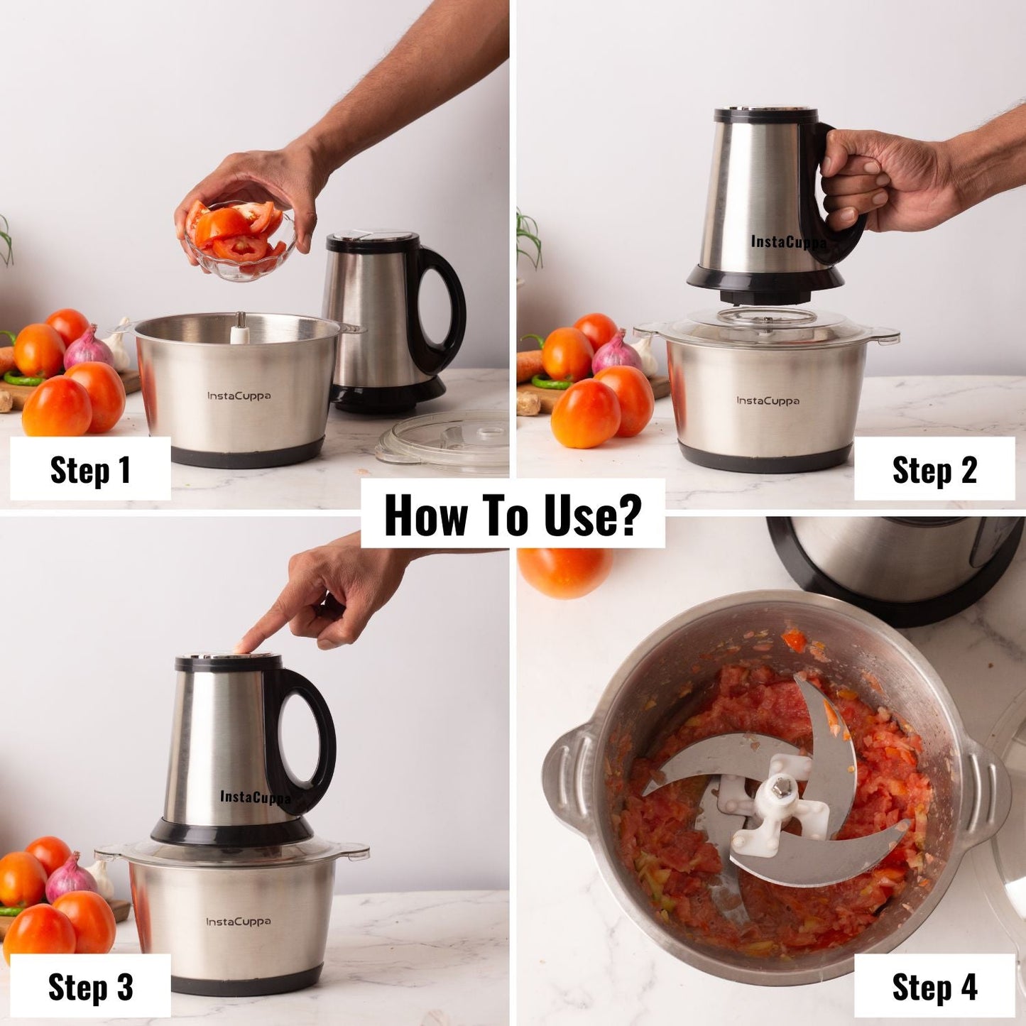 High‑Speed Stainless‑Steel Chopper Machine – 2‑Speed Electric Food Processor