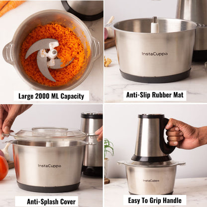 High‑Speed Stainless‑Steel Chopper Machine – 2‑Speed Electric Food Processor